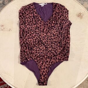 NUMPH Danish Purple Leopard Print Bodysuit size medium - tags